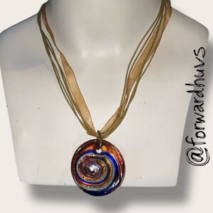 Glass Hand Crafted Spiral Pendant Necklace